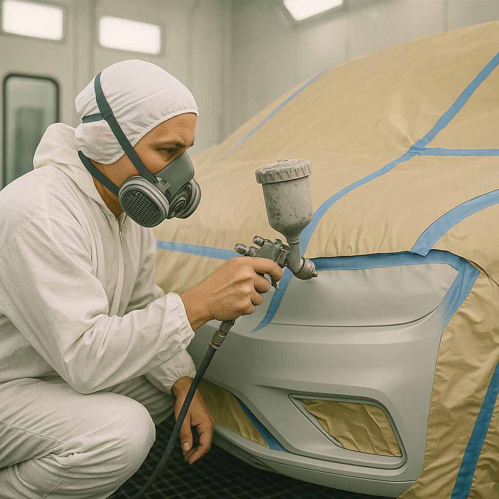 Close-up of a seamless smart paint repair on a car's bodywork